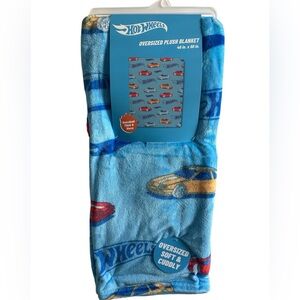 Hot Wheels Oversized Plush Toddler Blanket 40x50 Blue Cars Soft Cozy New w/ Tags